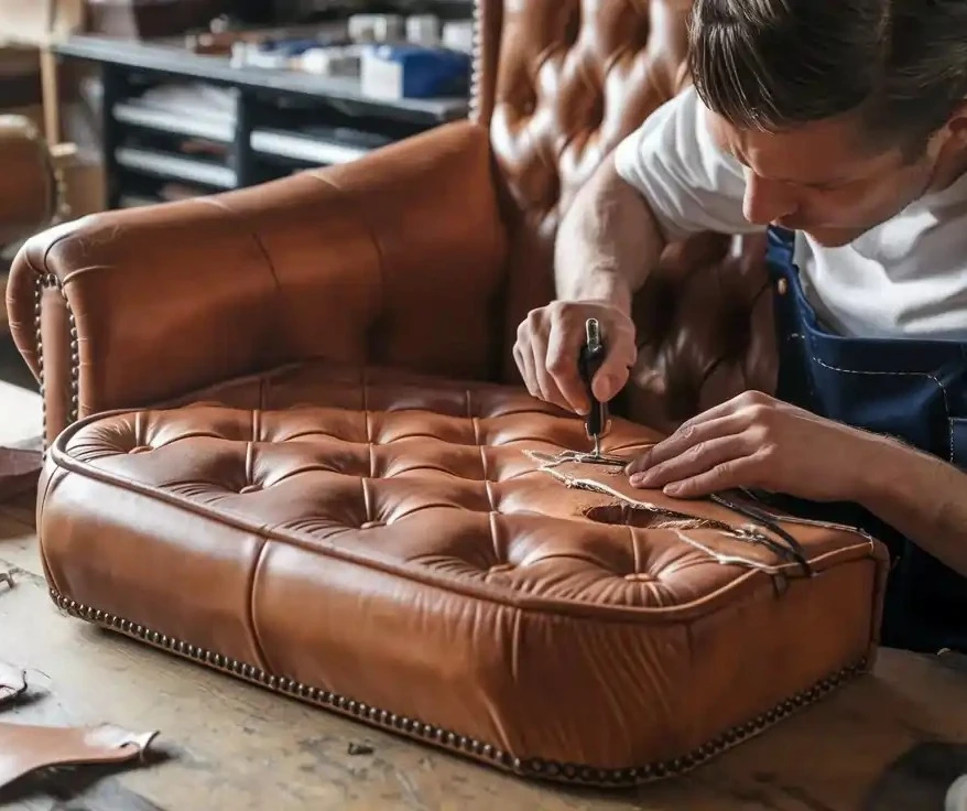 CAR seat repair image of craftmanship stitching leather seat